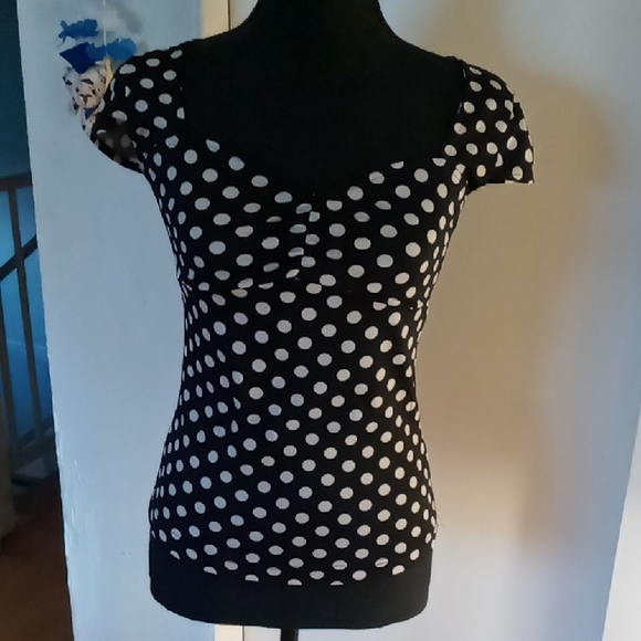 Sourpuss Tops - Sourpuss Black and White Polka Dots Blouse.